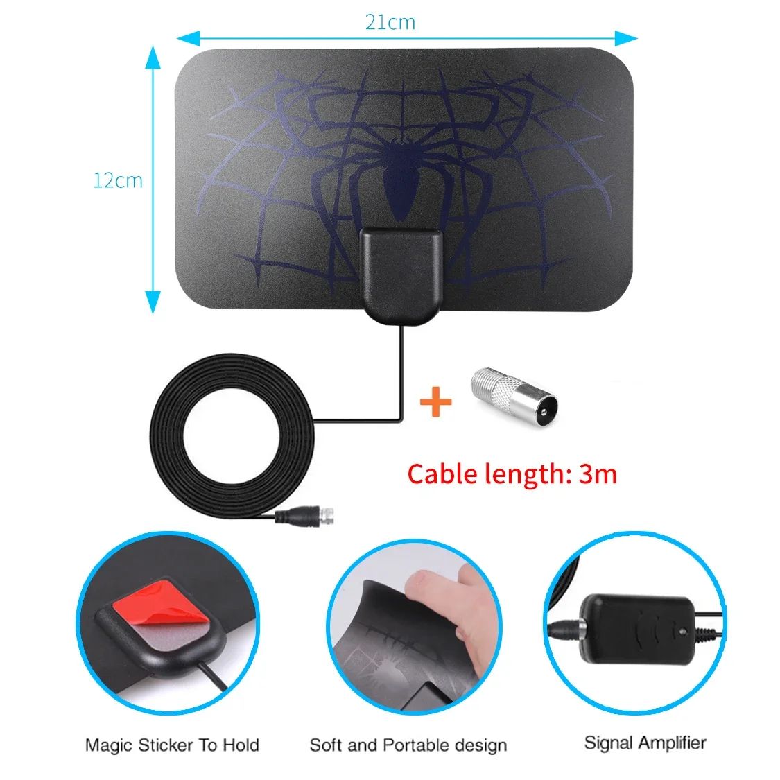Indoor 4K Digital HDTV Indoor TV Antenna With Amplifier Signal Booster TV Radius Surf Fox Antena HD TV Antennas Aerial