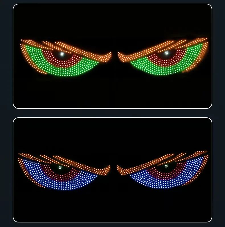 Truck Devil's Eye Light RGB Dynamic Demon Eye Decorative Light Led Display Decor Pixel Panel Windshield USB 5V Multi-Mode Lamp