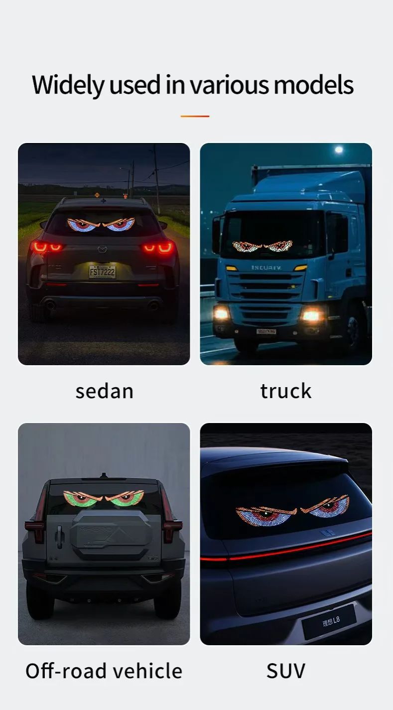Truck Devil's Eye Light RGB Dynamic Demon Eye Decorative Light Led Display Decor Pixel Panel Windshield USB 5V Multi-Mode Lamp