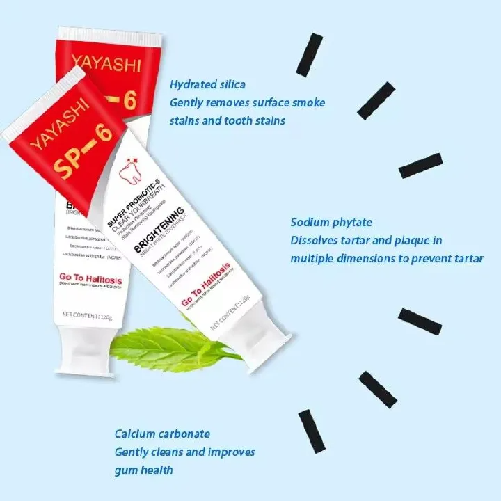 SP 6 Probiotic Brightening Toothpaste Oral Care Of Refreshing Breath With Toothpaste And Probiotics Teeth Whitening 120g