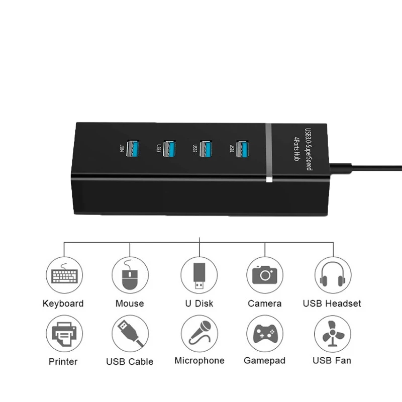 4  Port USB 3.0 5Gbps High Speed USB Hub Splitter Multiport For PC Computer Docking Station Adapter For Macbook PC Laptop