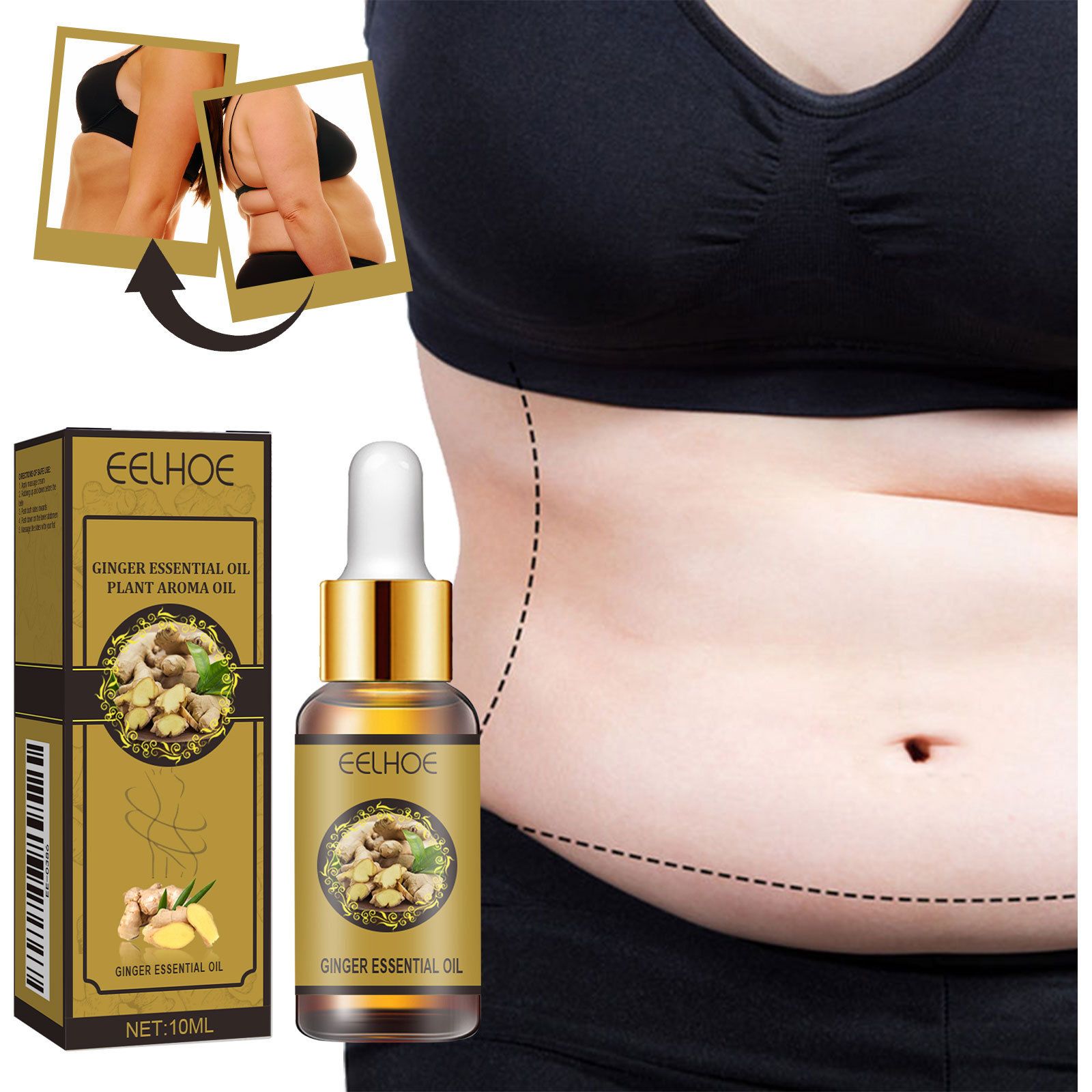 EELHOE Body Slimming Essential Oil Cellulite Remover Belly Slim Firming shaping Tummy Fat Burner Lose Weight Massage Oils 2024,Abdomen & Hips - Natural Formula For Toning & Moisturizing