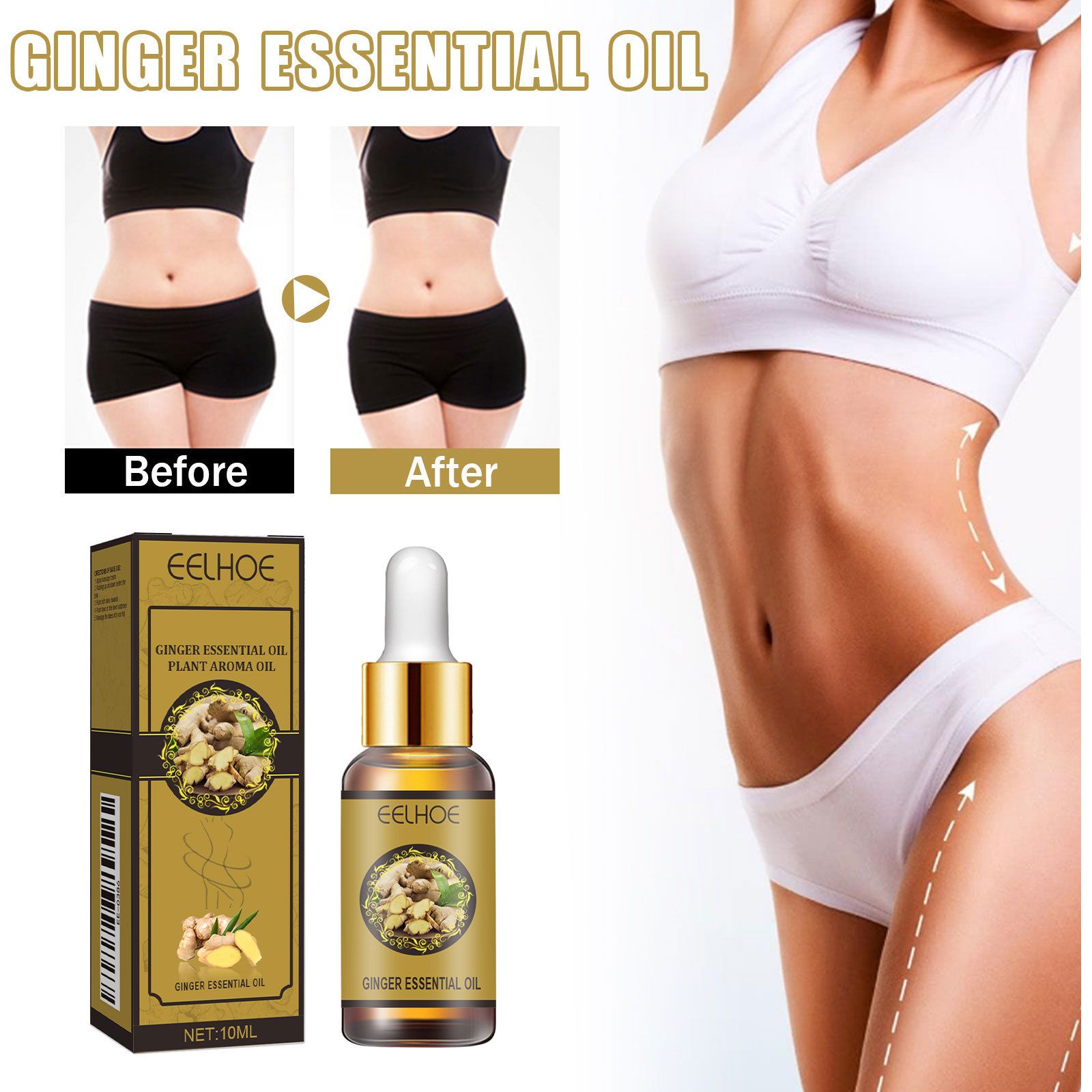 EELHOE Body Slimming Essential Oil Cellulite Remover Belly Slim Firming shaping Tummy Fat Burner Lose Weight Massage Oils 2024,Abdomen & Hips - Natural Formula For Toning & Moisturizing