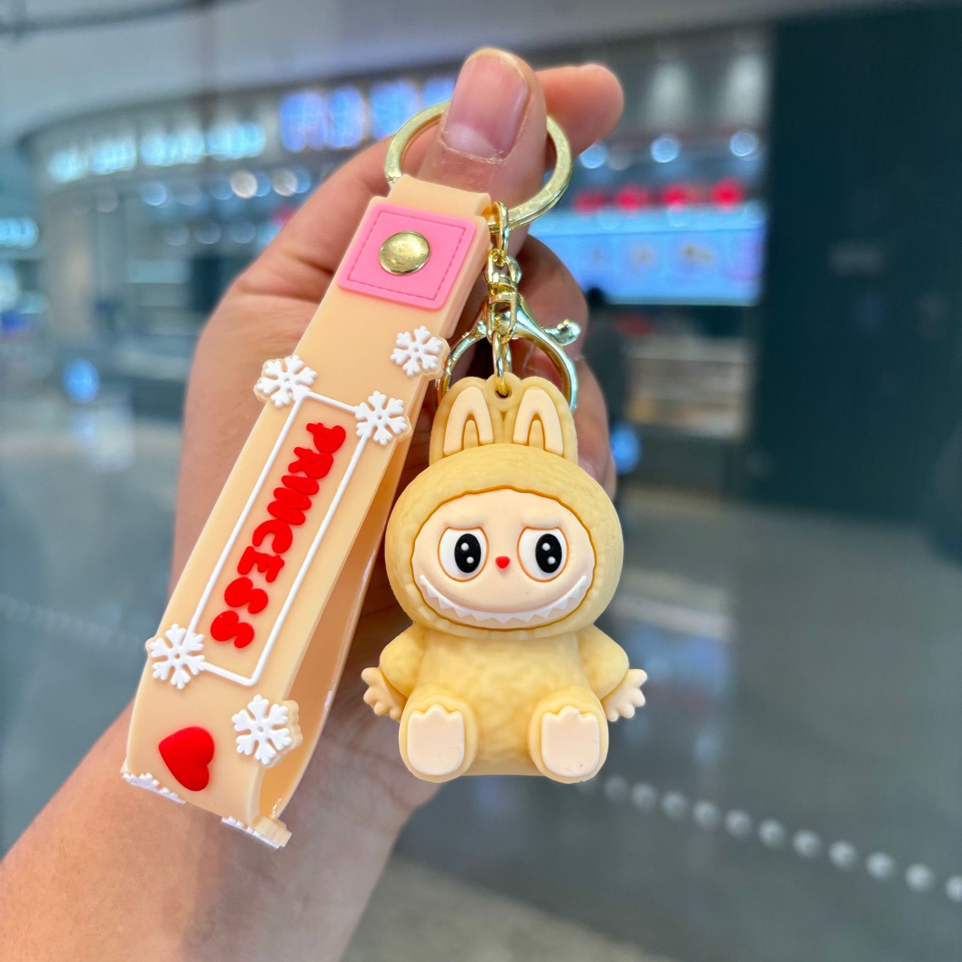 Kawaii Labubu Keychain Keyrings Figure Labubu Doll Pendant for Backpack Car Key Holder Accessories Jewelry Kids Toy Gifts