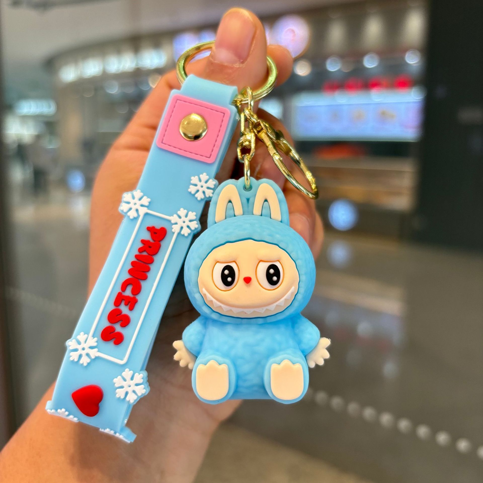 Kawaii Labubu Keychain Keyrings Figure Labubu Doll Pendant for Backpack Car Key Holder Accessories Jewelry Kids Toy Gifts