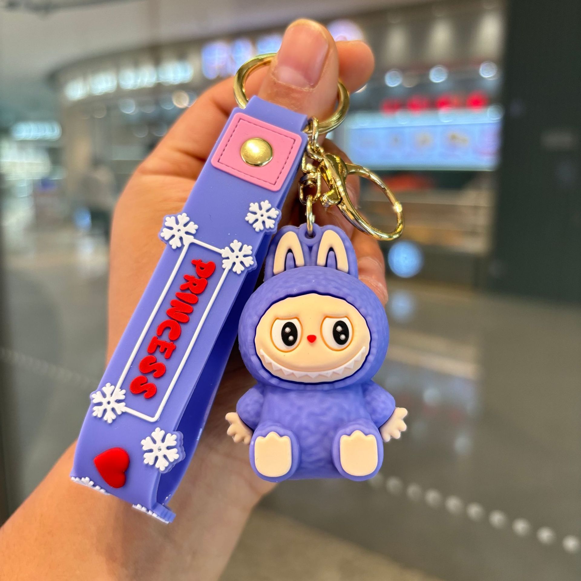 Kawaii Labubu Keychain Keyrings Figure Labubu Doll Pendant for Backpack Car Key Holder Accessories Jewelry Kids Toy Gifts