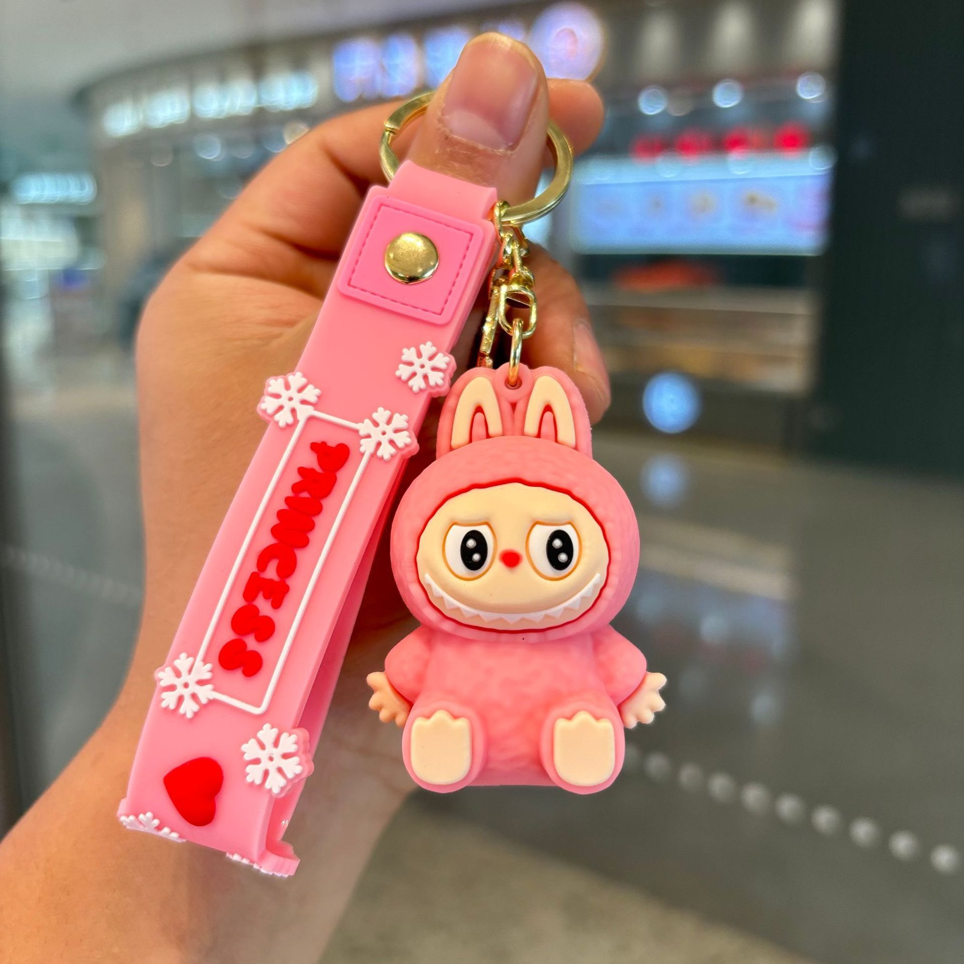 Kawaii Labubu Keychain Keyrings Figure Labubu Doll Pendant for Backpack Car Key Holder Accessories Jewelry Kids Toy Gifts