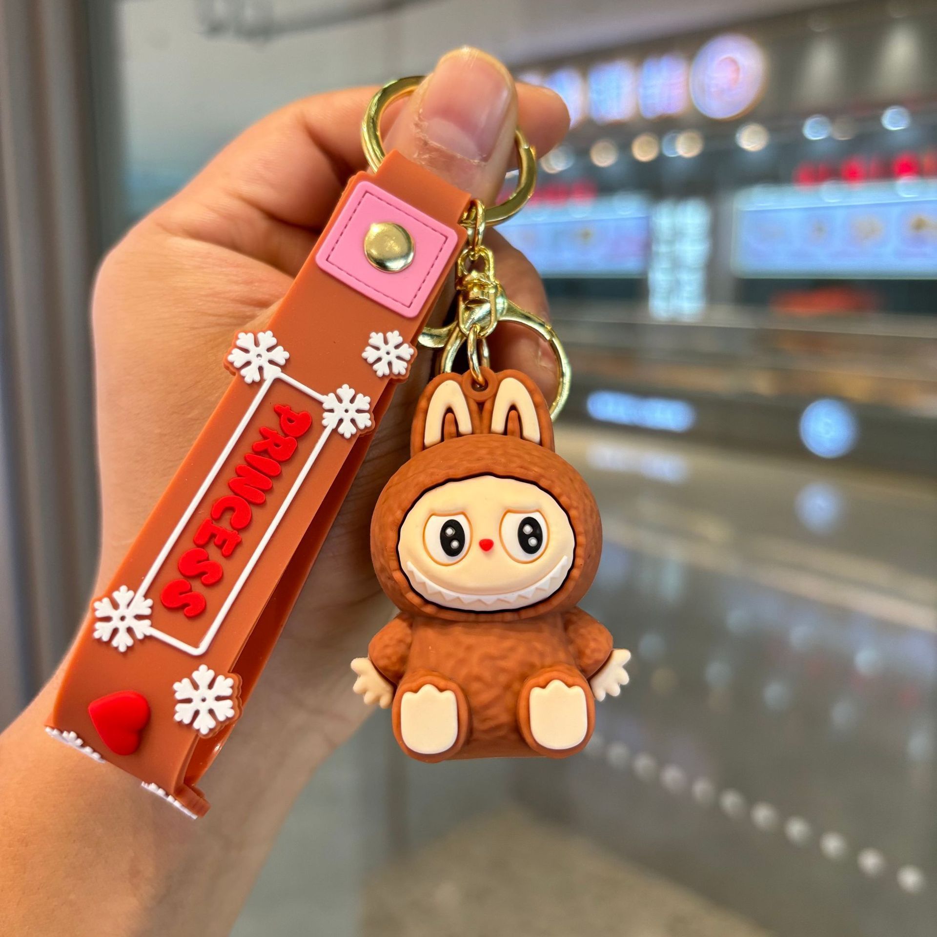 Kawaii Labubu Keychain Keyrings Figure Labubu Doll Pendant for Backpack Car Key Holder Accessories Jewelry Kids Toy Gifts
