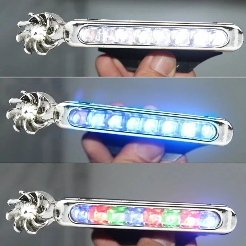 2pcs Wind Powered Car LED DayTime Running Light Auxiliary Lighting Rotation Fan Lamp Automobile Day Time Headlight Decorative