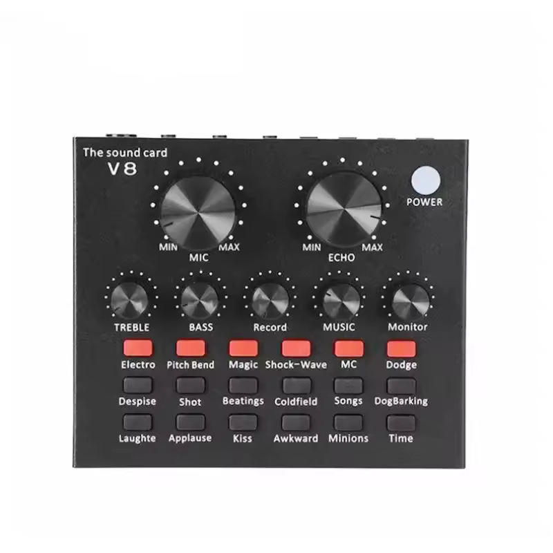V8  Audio Mixer USB External Headset Microphone Webcast Personal Live Broadcast Sound Card For Phone Computer