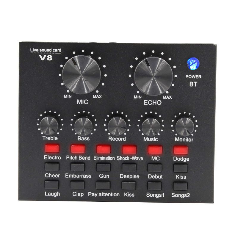 V8  Audio Mixer USB External Headset Microphone Webcast Personal Live Broadcast Sound Card For Phone Computer