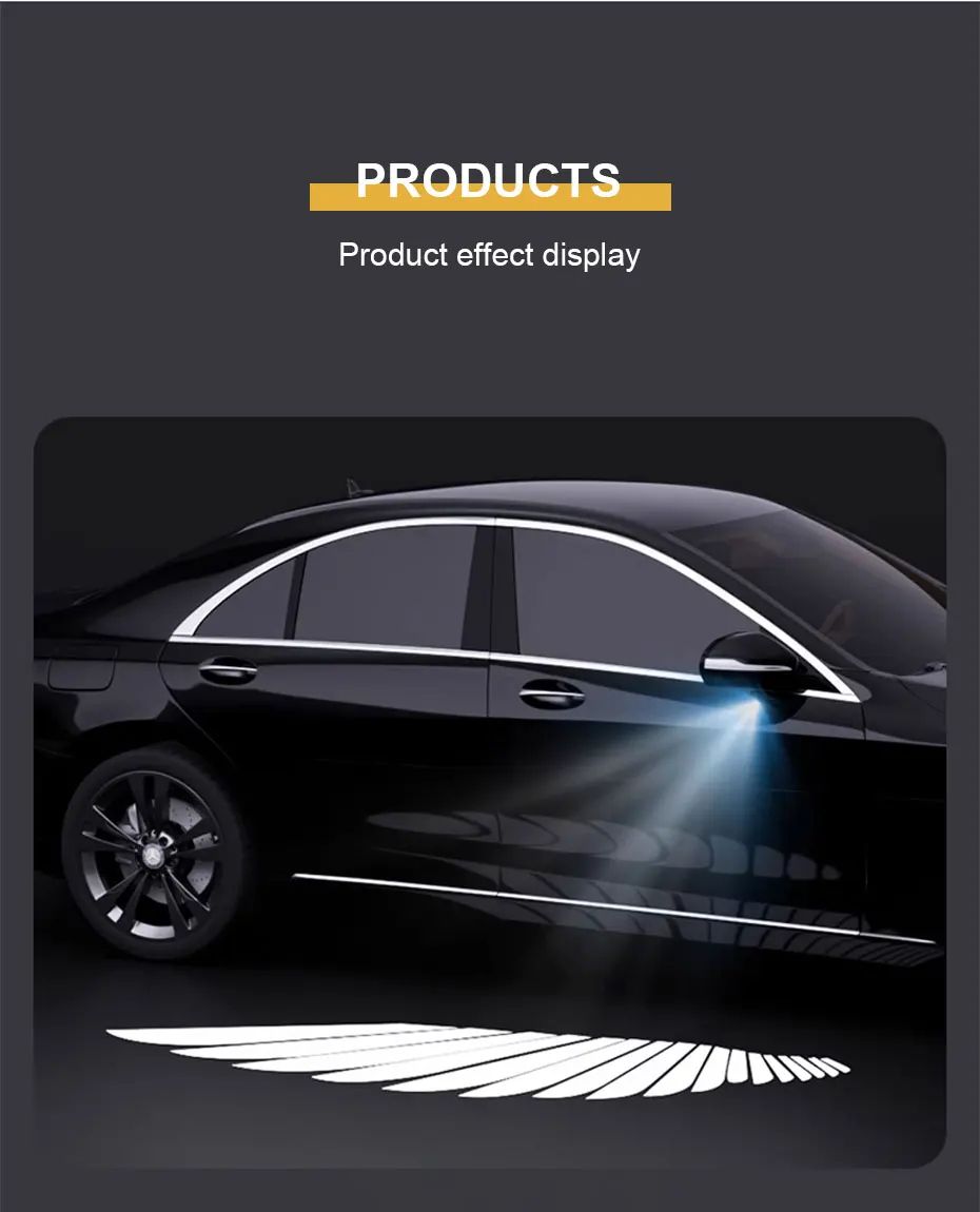 2Pcs Angel Wings Door Welcome Light Car Atmosphere Light Decorative Light Wireless Projection Light,exit warning lights,LED Light 2PCS Car Angel Wings Welcome Light Rearview Mirror Welcome Light