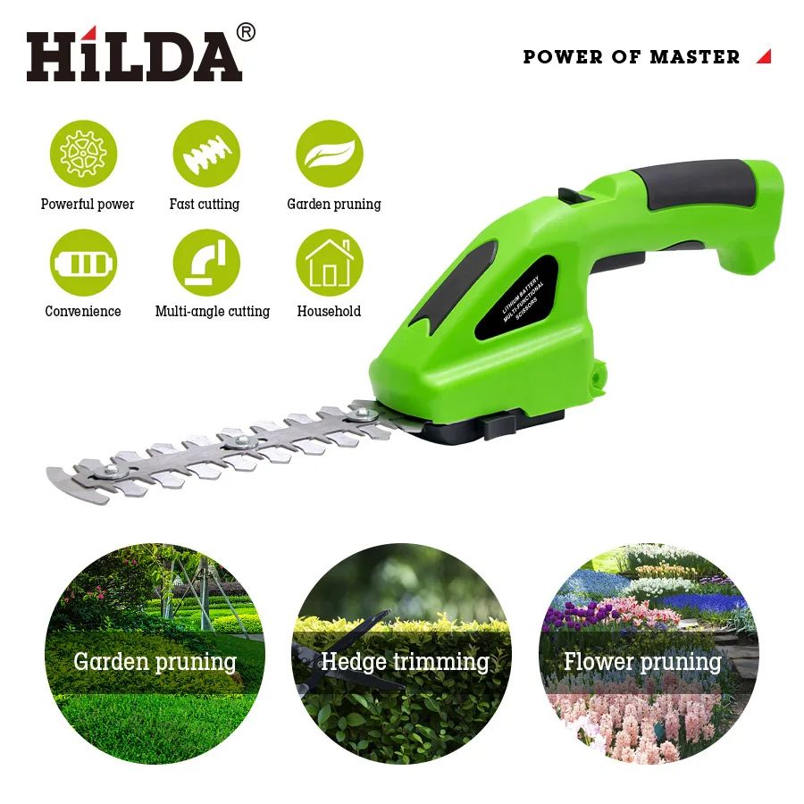 2-in-1 Handheld Hedge Trimmer Electric Grass Trimmer Lightweight Shrub Trimmer Green Garden Bush Trimmer Cordless