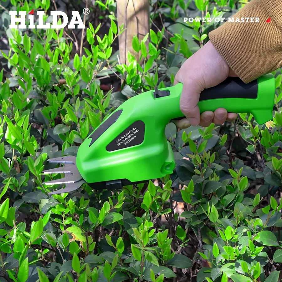 2-in-1 Handheld Hedge Trimmer Electric Grass Trimmer Lightweight Shrub Trimmer Green Garden Bush Trimmer Cordless