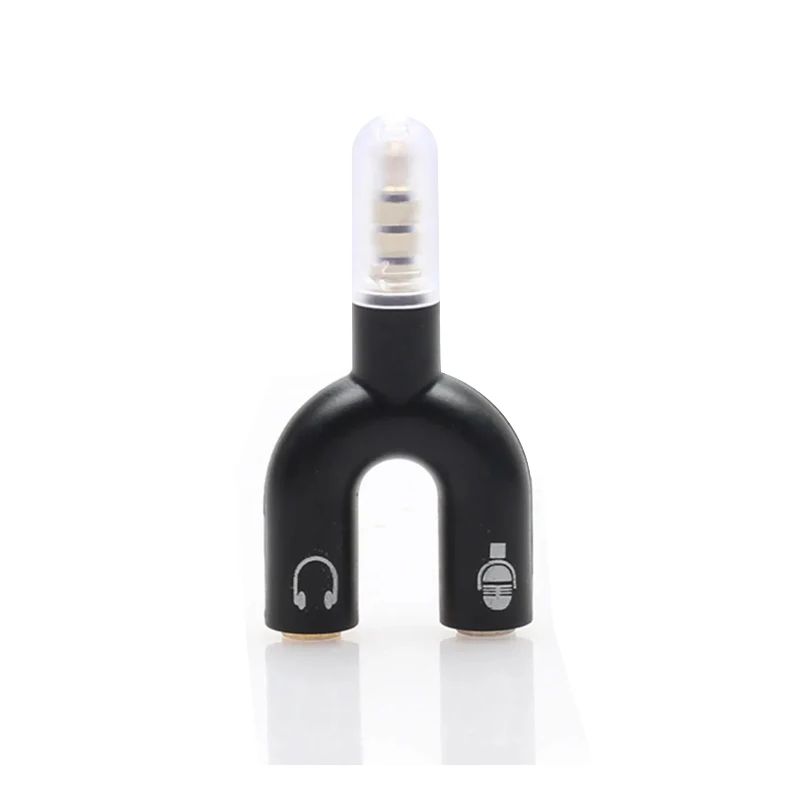 3.5mm headphone splitter microphone adapter U-shaped stereo 3.5mm1-2 audio Splitter Adapter, for PS4 PC Laptop Ear Headset Cable
