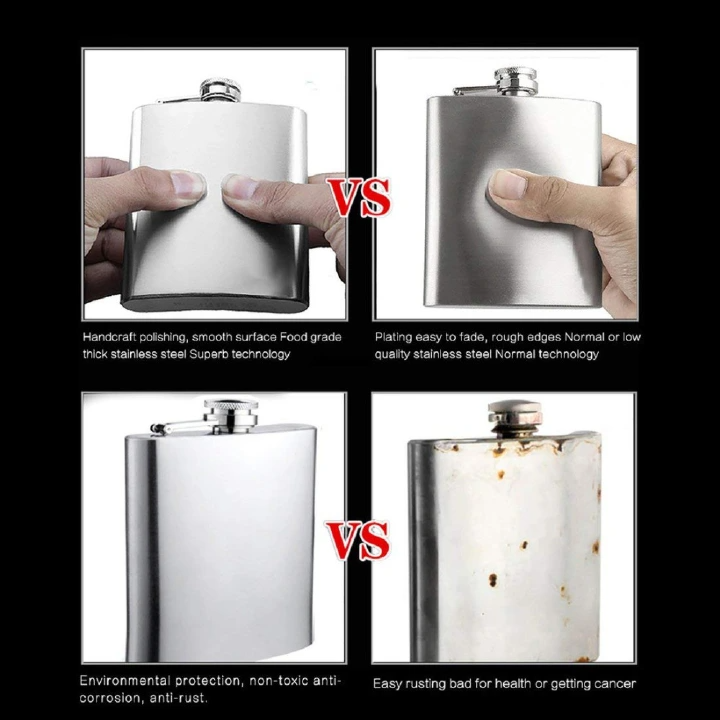 LMETJMA 1 4 5 6 7 8 9 10 oz Stainless Steel Hip Flask with Funnel Pocket Hip Flask Alcohol Whiskey Hip Flask Screw Cap KC0139