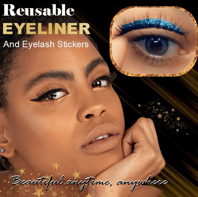 West&Month 2 in 1 Eyeliner Eyelash Stickers Reusable Self Adhesive Long Lasting Glitter Shiny Natural Waterproof Patch Party Cosplay Makeup