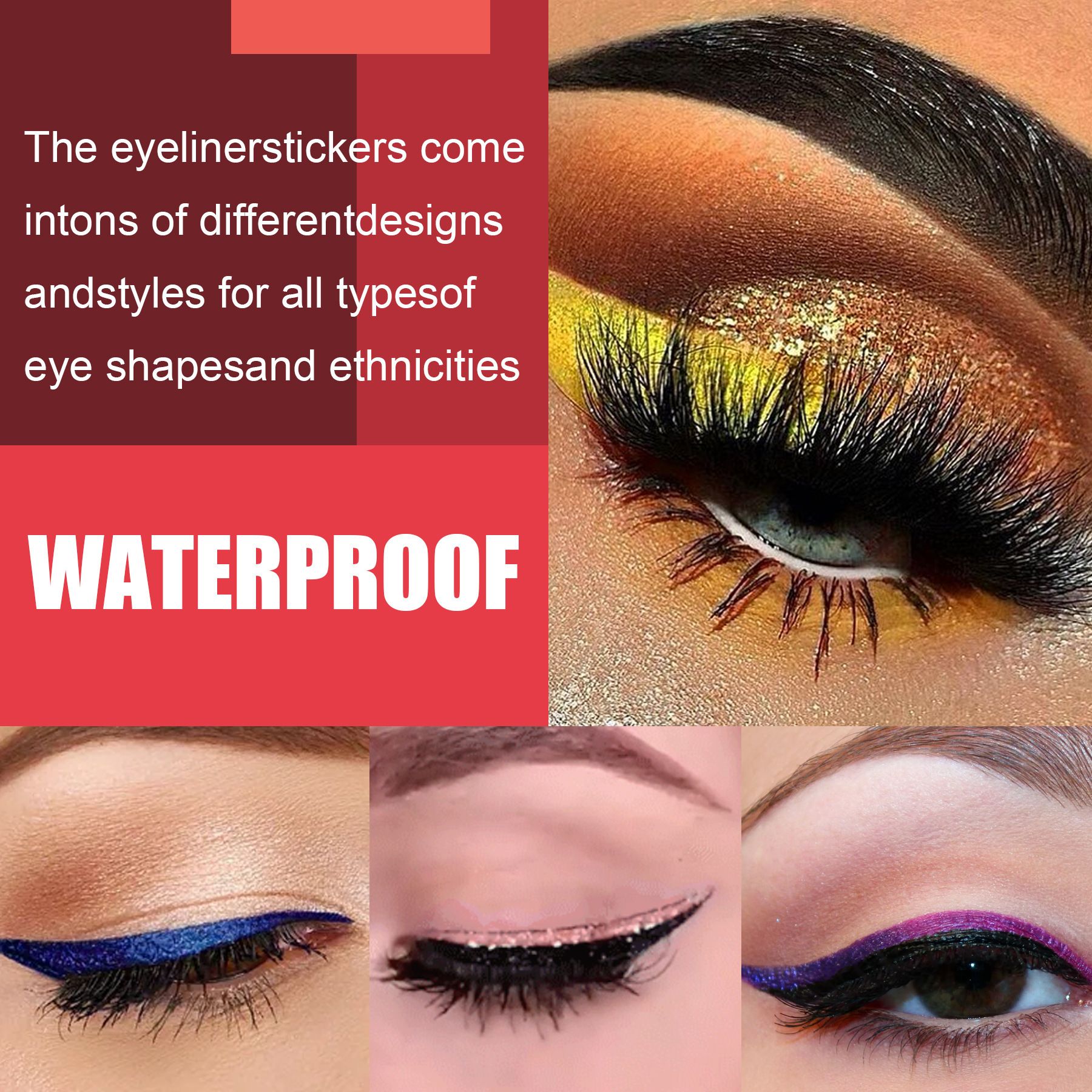West&Month 2 in 1 Eyeliner Eyelash Stickers Reusable Self Adhesive Long Lasting Glitter Shiny Natural Waterproof Patch Party Cosplay Makeup