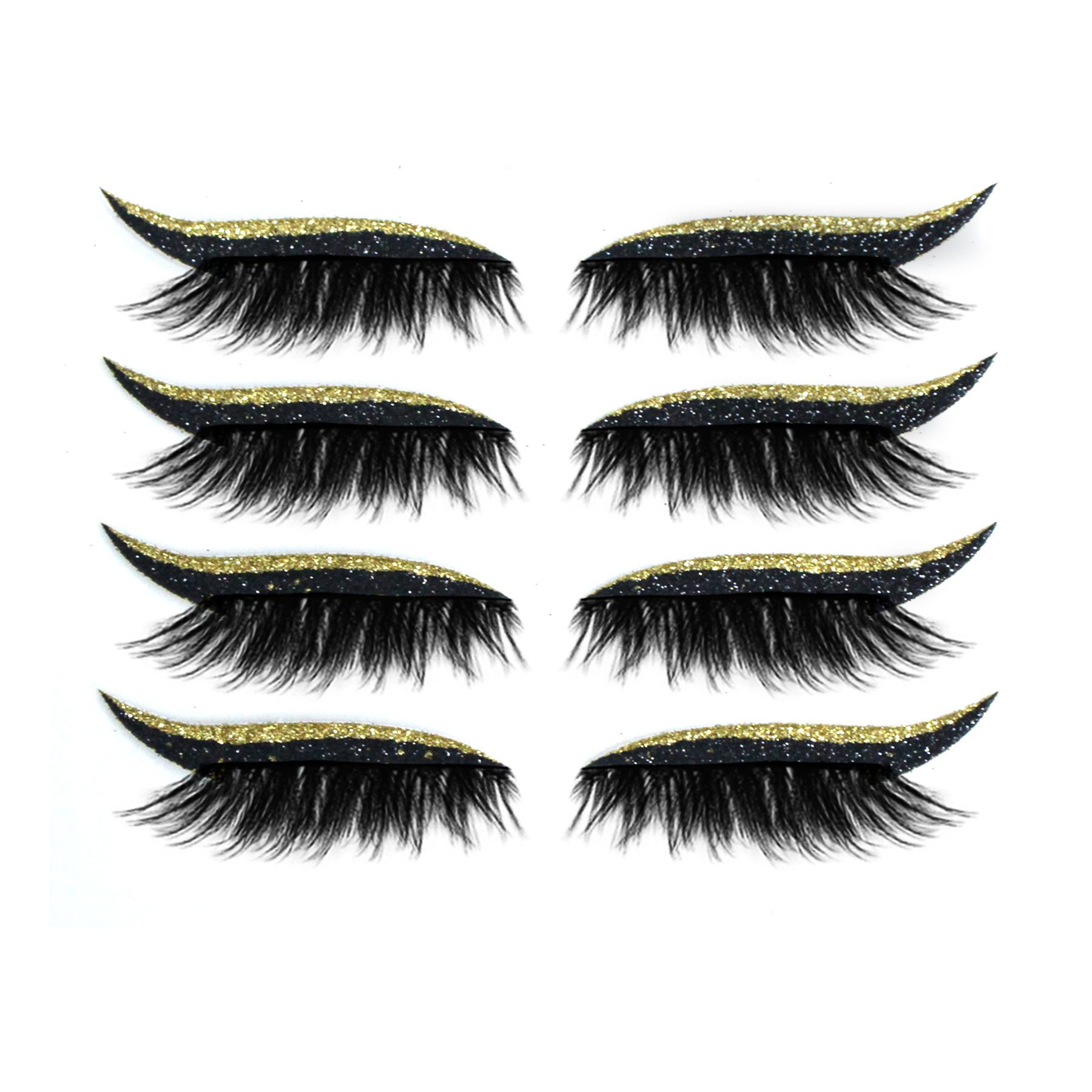 West&Month 2 in 1 Eyeliner Eyelash Stickers Reusable Self Adhesive Long Lasting Glitter Shiny Natural Waterproof Patch Party Cosplay Makeup
