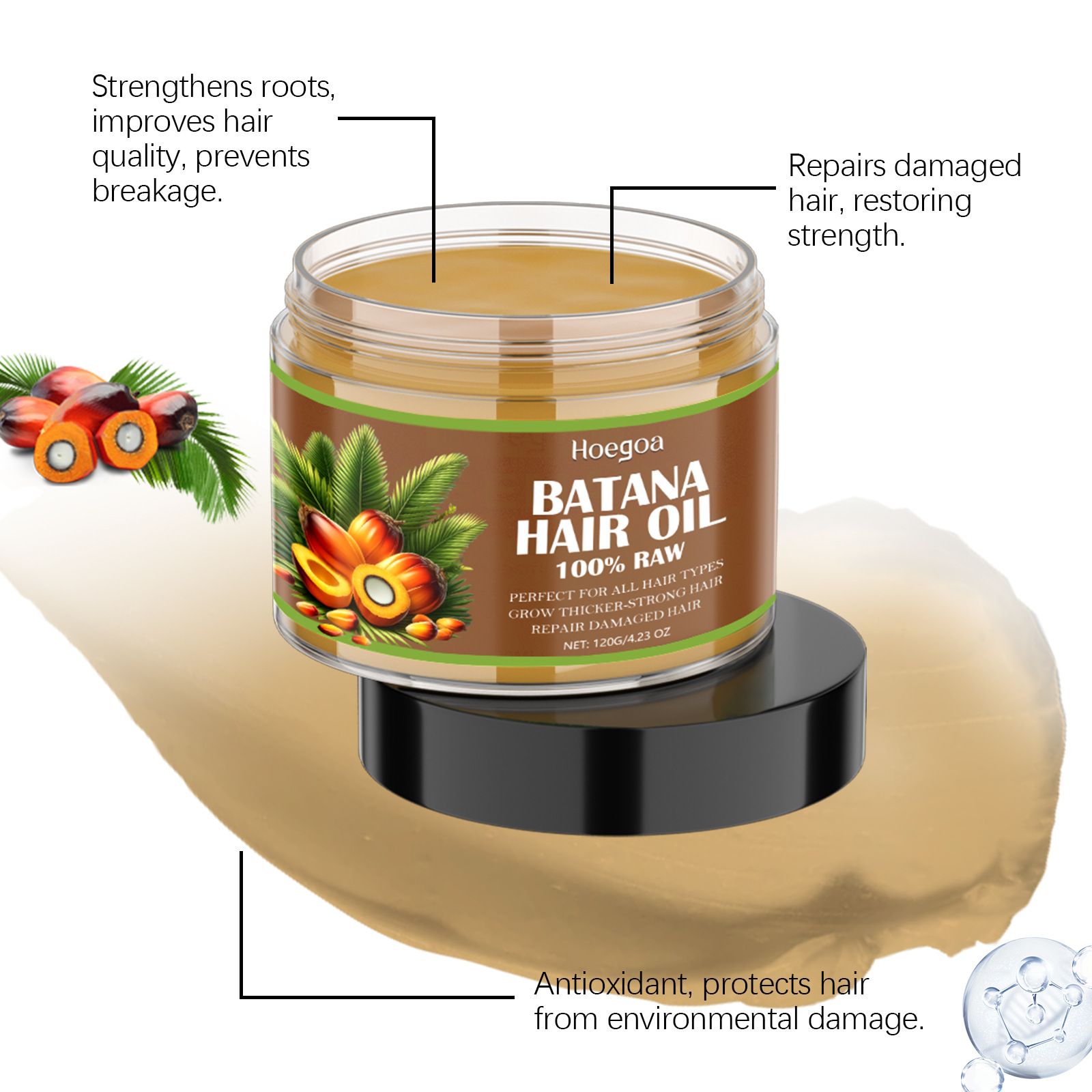 Batana Oil 100% Natural Hair Care Oil Prevents Hair Loss In Men And Women Nourishes Dry Hair Ends Improves Smoothness And Shine