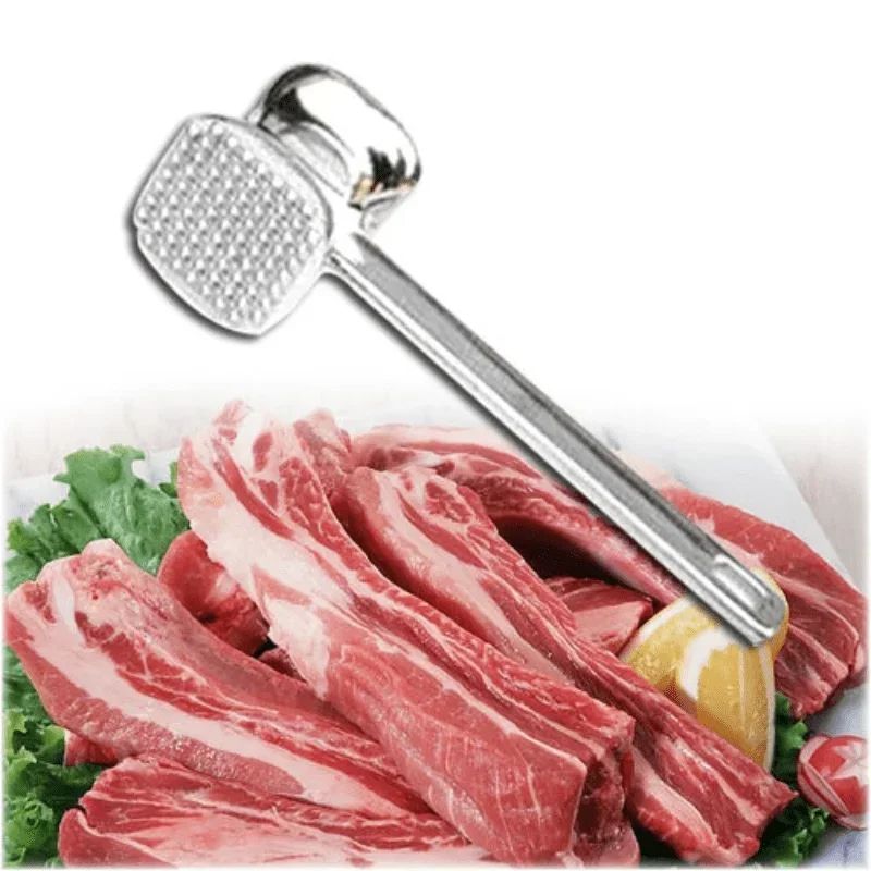 Aluminum Meat Hammer Loose Meat Tender Meat Hammer kitchen Baking Tool,Meat tenderizing hammer, stainless steel steak metal hammer, kitchen utensil, heavy-duty and durable double-sided design