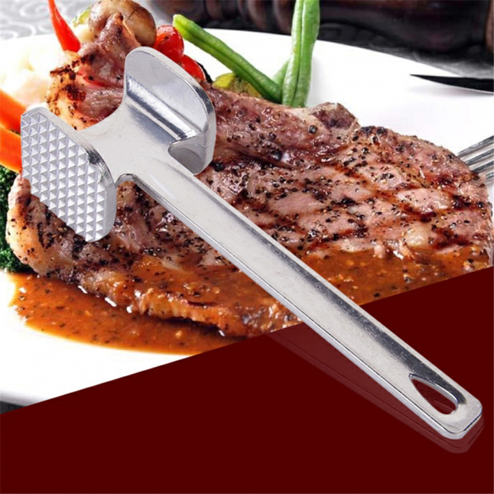 Aluminum Meat Hammer Loose Meat Tender Meat Hammer kitchen Baking Tool,Meat tenderizing hammer, stainless steel steak metal hammer, kitchen utensil, heavy-duty and durable double-sided design