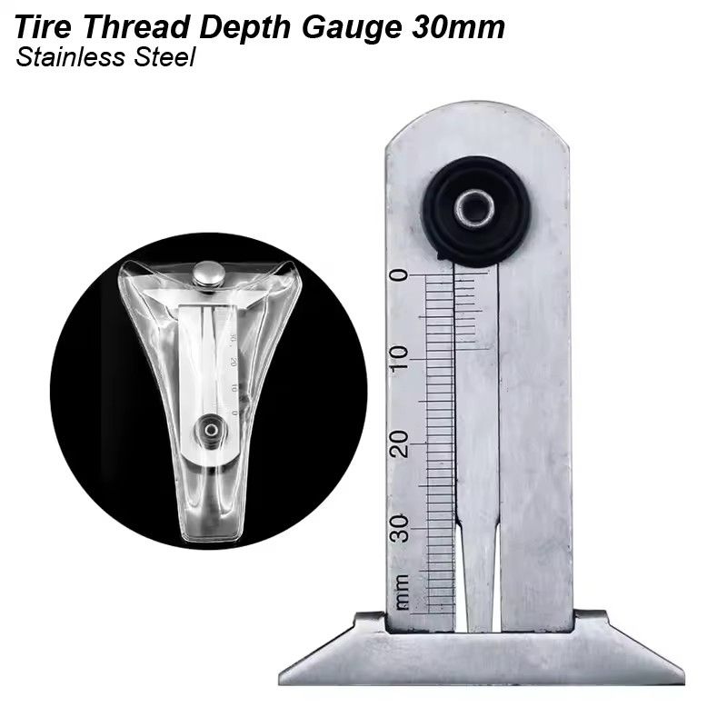 Tire Depth Meter Gauge Tyre Thread Caliper Checker Ruler Gage Groove Measure Tool Stainless Steel Auto Car Truck Depthometer