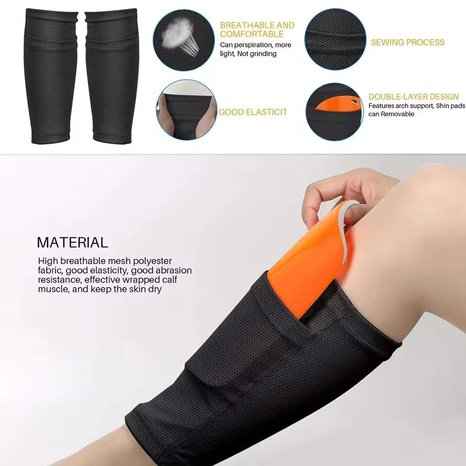 Soccer Football Shin Guard Teens Socks, Soccer Shin Guard Pad Sports Knee Pads Calf Sleeve Sock Leg Support Anti-Sprain Football Compression Shin Pads For Adult Kids