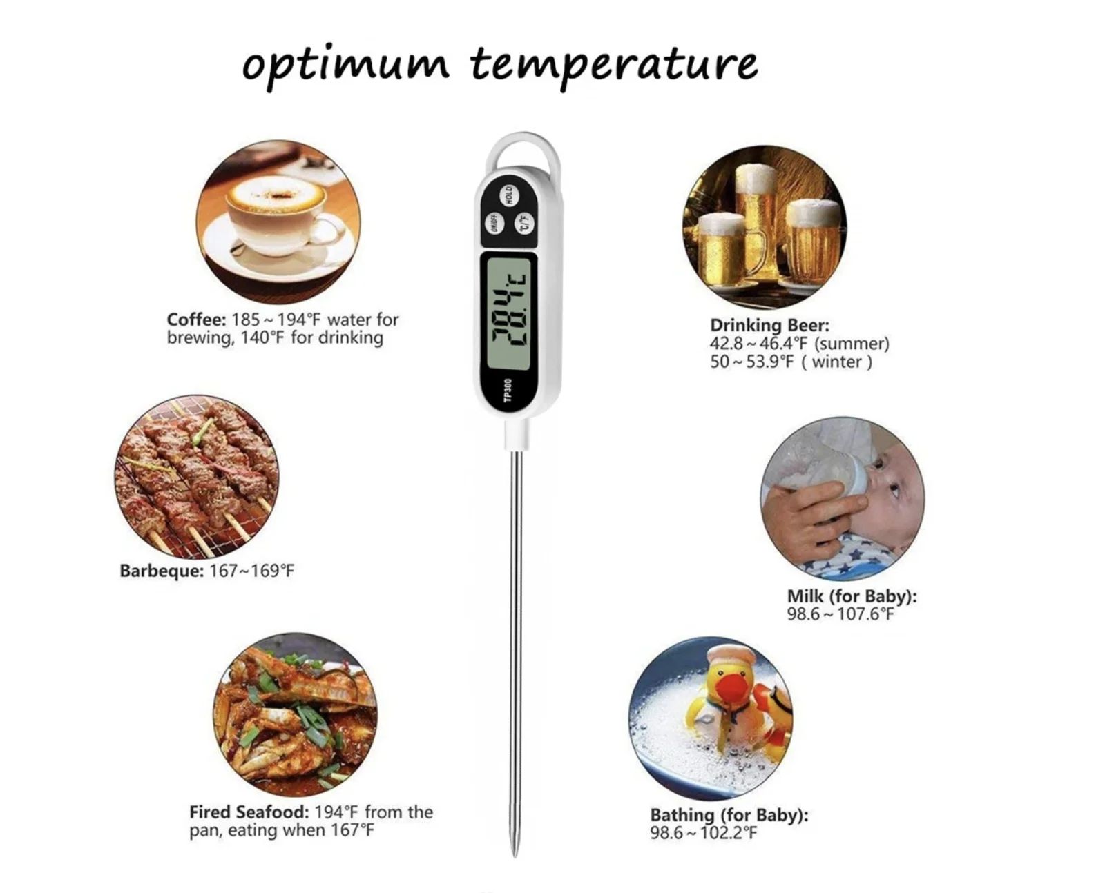 2 type Stainless Steel Probe Type Household Food Thermometer Pen Type Milk Temperature Cooking Food Thermometer,Food Thermometer Kitchen Thermometer Digital Food Thermometer Kitchen Thermometer