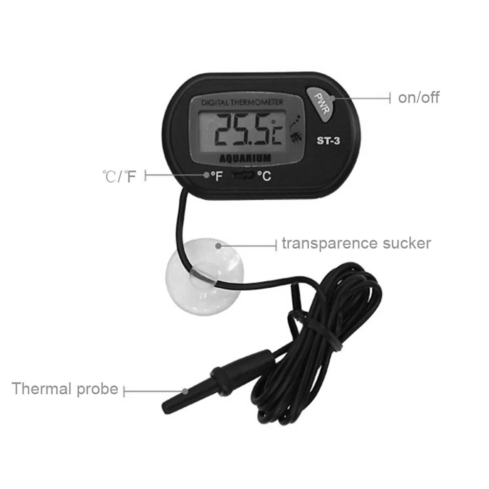 Thermometer Fish Tank Aquarium Electronic Digital Reptile Turtle Diving Pet Box Suction Cup Waterproof Electronic Thermometer