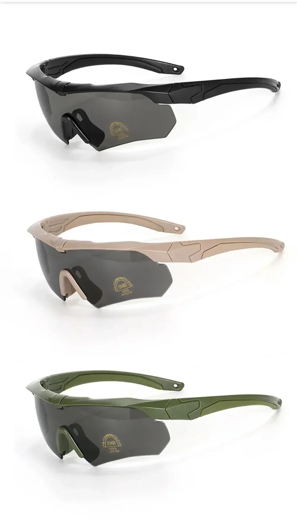 Military Tactical Goggles CS Airsoft Windproof Shooting Glasses HD 3 Lens Motocross Motorcycle Mountaineering Safe Glasses