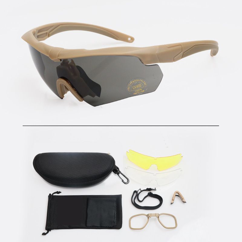 Military Tactical Goggles CS Airsoft Windproof Shooting Glasses HD 3 Lens Motocross Motorcycle Mountaineering Safe Glasses