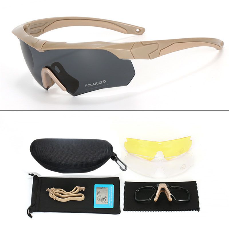 Military Tactical Goggles CS Airsoft Windproof Shooting Glasses HD 3 Lens Motocross Motorcycle Mountaineering Safe Glasses