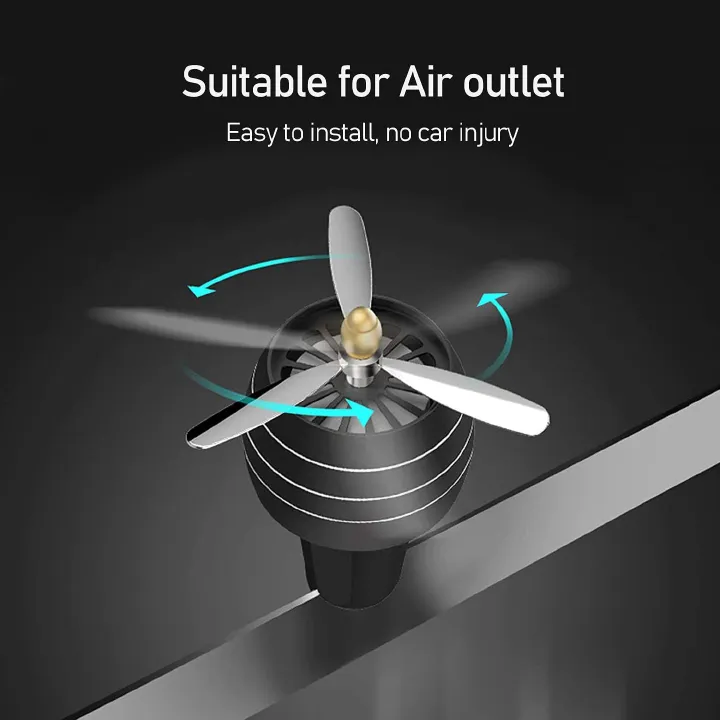 Car Air Freshener LED Swivel Light Perfume Dispenser 3-Blade Propeller Design Suitable for Car Ventilation Door Perfume