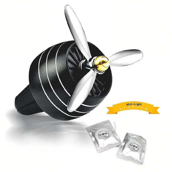 Car Air Freshener LED Swivel Light Perfume Dispenser 3-Blade Propeller Design Suitable for Car Ventilation Door Perfume