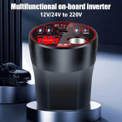 200W Multi-function Car Power Inverter 12V/24V To 220V Converter Led Display Charger Socket Fast Charging Car Accessories