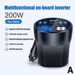 200W Multi-function Car Power Inverter 12V/24V To 220V Converter Led Display Charger Socket Fast Charging Car Accessories