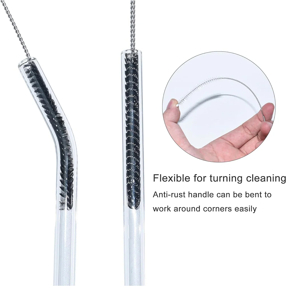 10Pcs/Set Straw Cleaning Brushes Multifunction Flexible Handle Test Tube Bottle Straw Washing Cleaner Bristle Brush