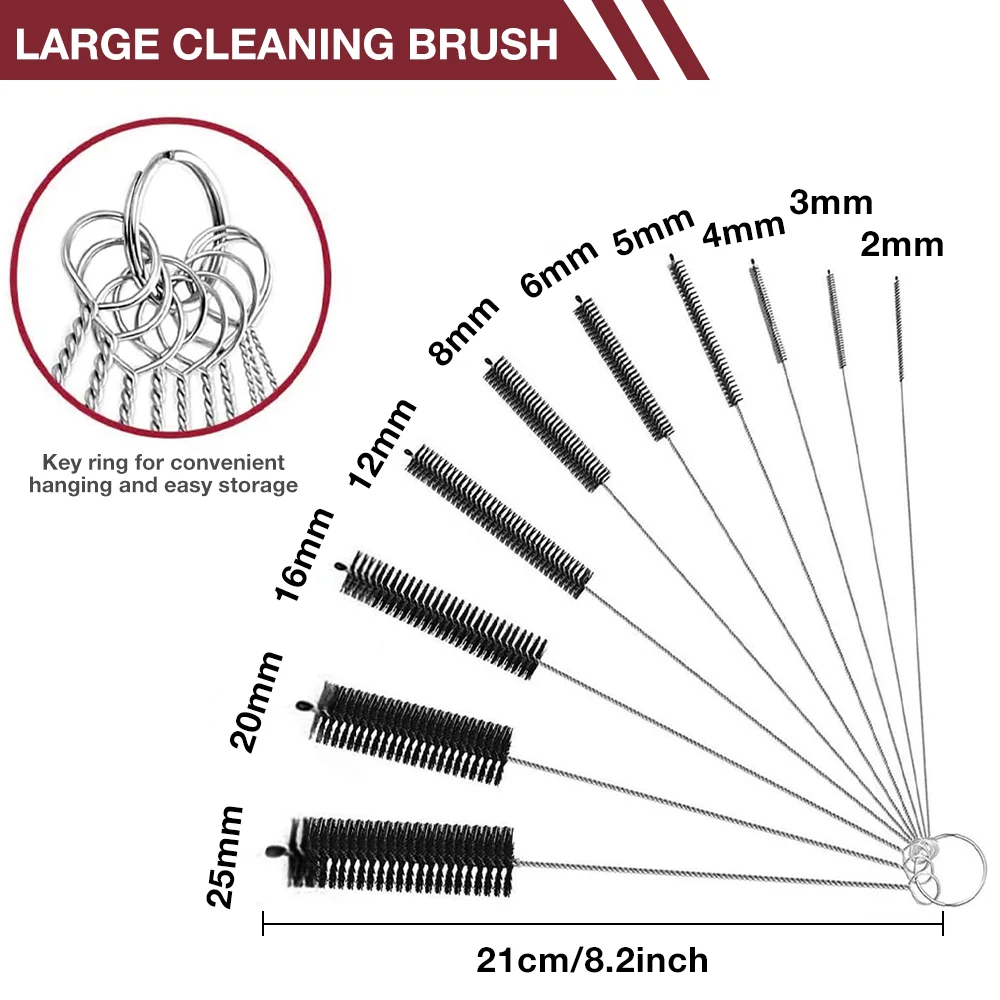 10Pcs/Set Straw Cleaning Brushes Multifunction Flexible Handle Test Tube Bottle Straw Washing Cleaner Bristle Brush
