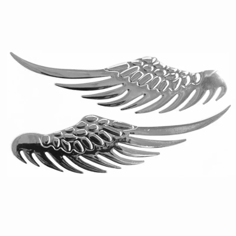 1pair 3D Dimensional Alloy Metal Car Stickers Angel Hawk Wings Emblem Badge Decal Car Logo Sticker Golden Silver Color Optional,Car Auto Sticker 3D Stereo Metal Angel Wing