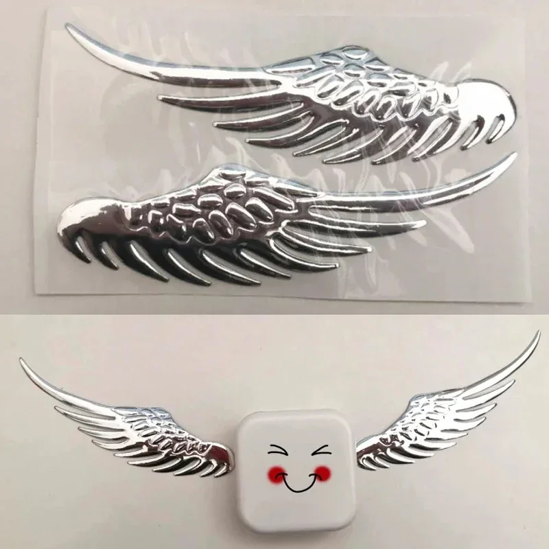 1pair 3D Dimensional Alloy Metal Car Stickers Angel Hawk Wings Emblem Badge Decal Car Logo Sticker Golden Silver Color Optional,Car Auto Sticker 3D Stereo Metal Angel Wing