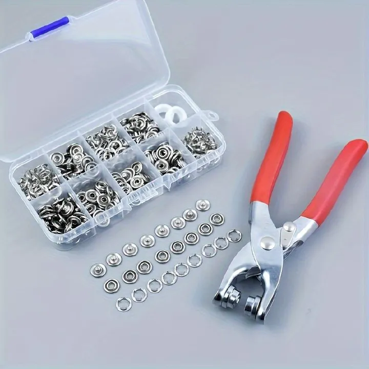100 Sets of 9.5mm Metal Sewing Snaps with Pliers, 10 Colors Claw Ring Press Studs for DIY Clothing Decoration, Manual Operation Stainless Steel Punching Tool Kit