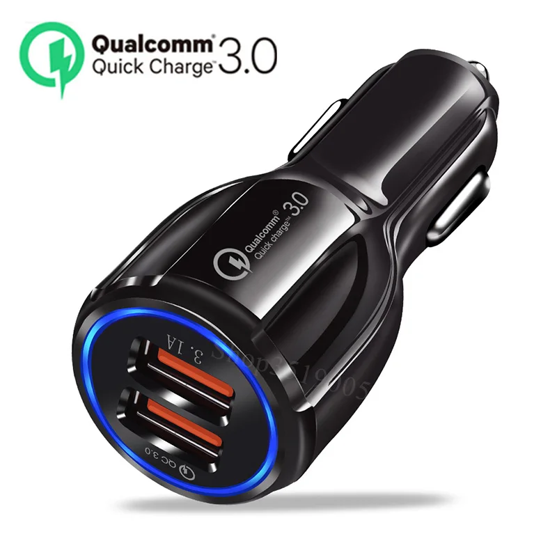QC3.0+3.1A Car Chargers 2Ports Fast Charging 12-24V For Samsung Huawei iphone Dual USB Adapter Socket Splitter Cigarette Lighter