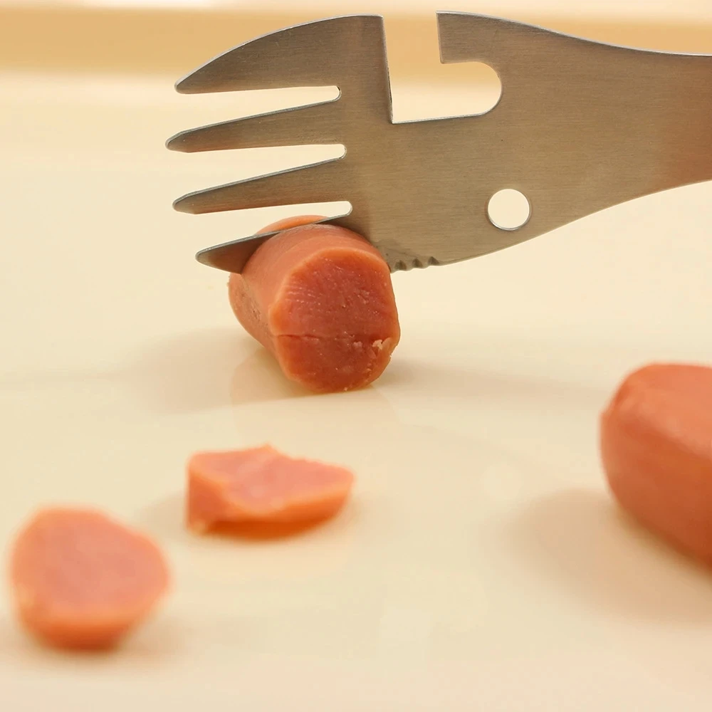 Camping Utensils Set Stainless Steel Outdoor Survival Gear 5 in 1 Tableware Travel Hiking Cutlery Fork Spoon Opener