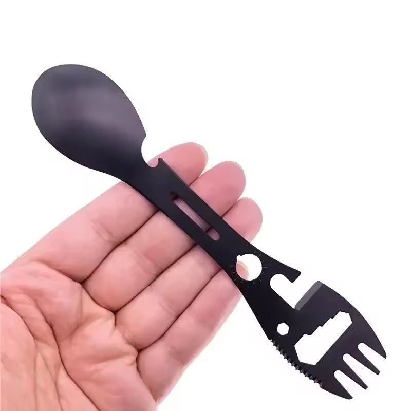 Camping Utensils Set Stainless Steel Outdoor Survival Gear 5 in 1 Tableware Travel Hiking Cutlery Fork Spoon Opener