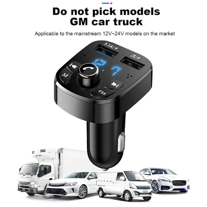 Car Mp3 Player Dual USB Fast Charger FM Transmitter Bluetooth-compatible5.0 Handsfree Car Kit Usb Flash Drive Plug Car Kit
