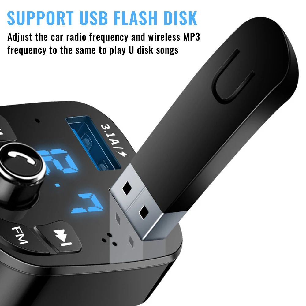 Car Mp3 Player Dual USB Fast Charger FM Transmitter Bluetooth-compatible5.0 Handsfree Car Kit Usb Flash Drive Plug Car Kit