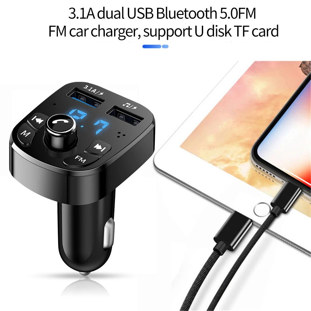 Car Mp3 Player Dual USB Fast Charger FM Transmitter Bluetooth-compatible5.0 Handsfree Car Kit Usb Flash Drive Plug Car Kit