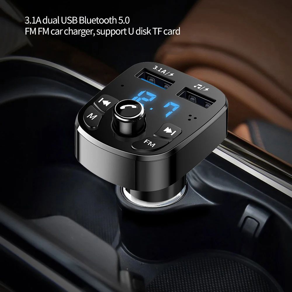 Car Mp3 Player Dual USB Fast Charger FM Transmitter Bluetooth-compatible5.0 Handsfree Car Kit Usb Flash Drive Plug Car Kit