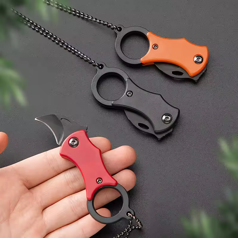 2024 New Outdoor Folding Knife EDC Key Fox Claw Box Cutter Necklace Knife Camping Portable Self-defense Pocket Knife